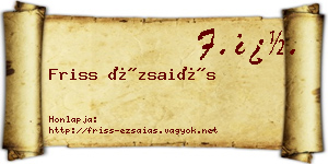 Friss Ézsaiás névjegykártya